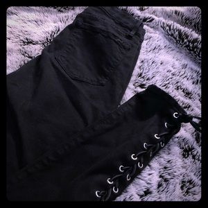 Good American lace up bottom jeans